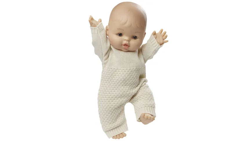 Heless - Puppen-Strickstrampler aus 100 % Bio-Baumwolle, ecru, Gr. 28-35 cm