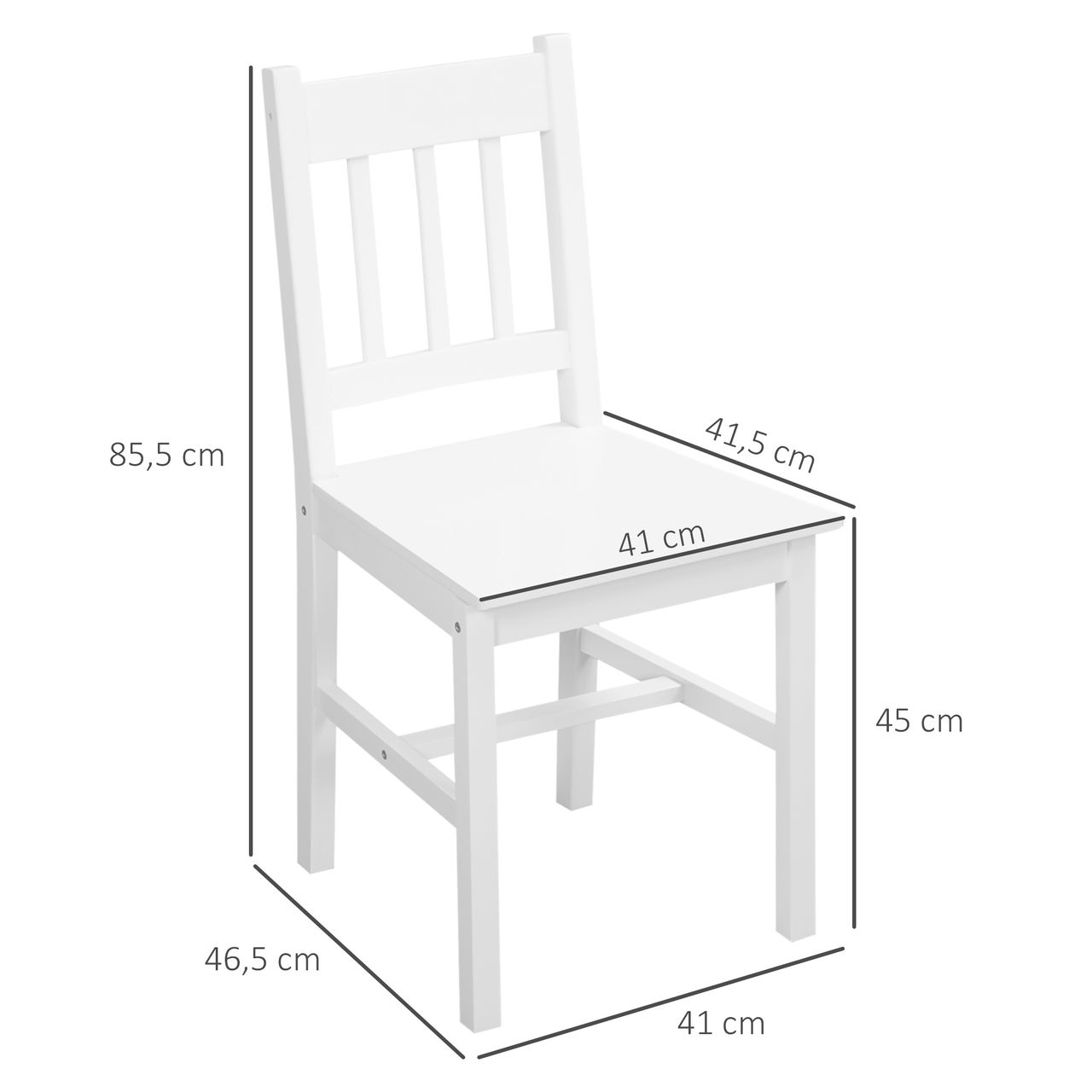 HOMCOM Esszimmerstuhl 2er Set Küchenstuhl, Essstuhl mit Rückenlehne, Kiefernholz