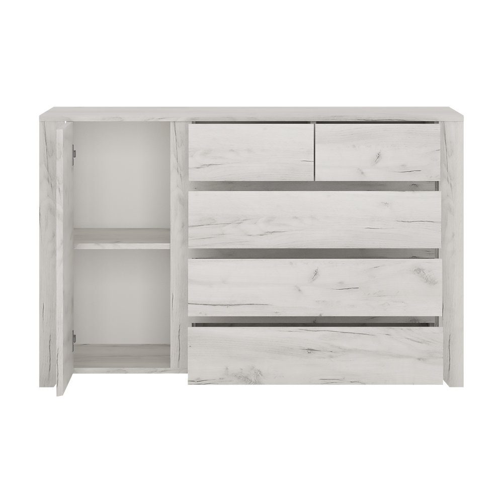 Lomadox Schlafzimmer-Set AMANTEA-129, (Spar-Set, 8-St), mit Bett 140x200cm, Craft Eiche weiß