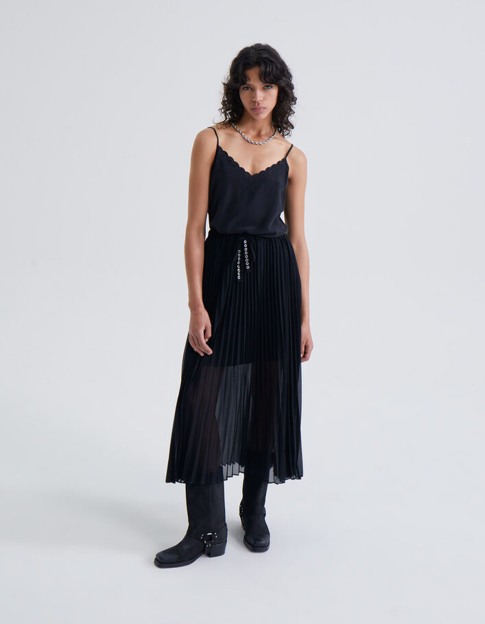Jupe noire plissée femme