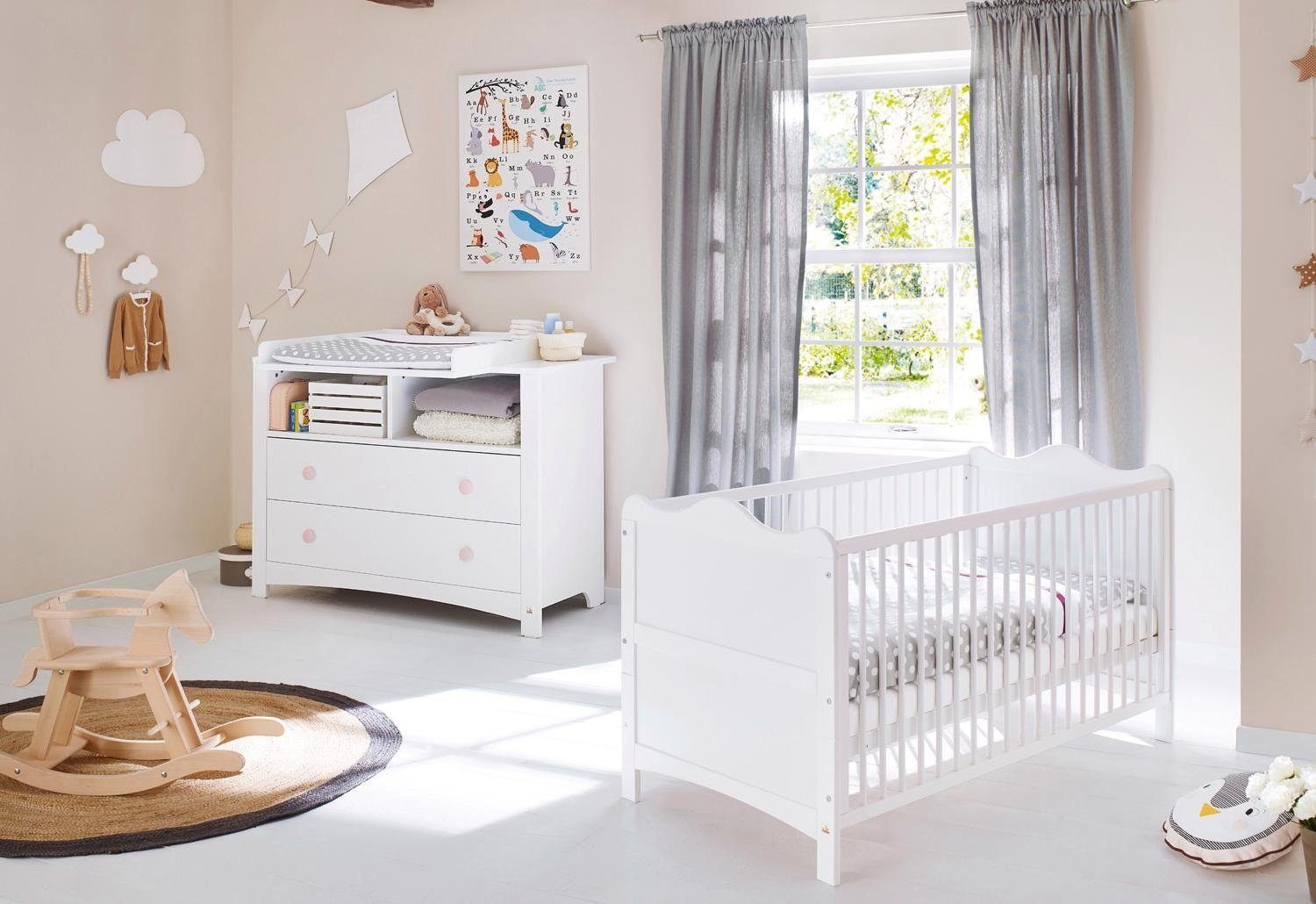 Pinolino® Babymöbel-Set Florentina, (Spar-Set, 2-St., Kinderbett, Wickelkommode), extrabreit; mit Kinderbett und Wickelkommode; Made in Europe