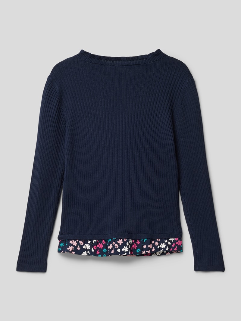 Strickpullover in Layering-Optik Modell 'Back to School' in marineblau