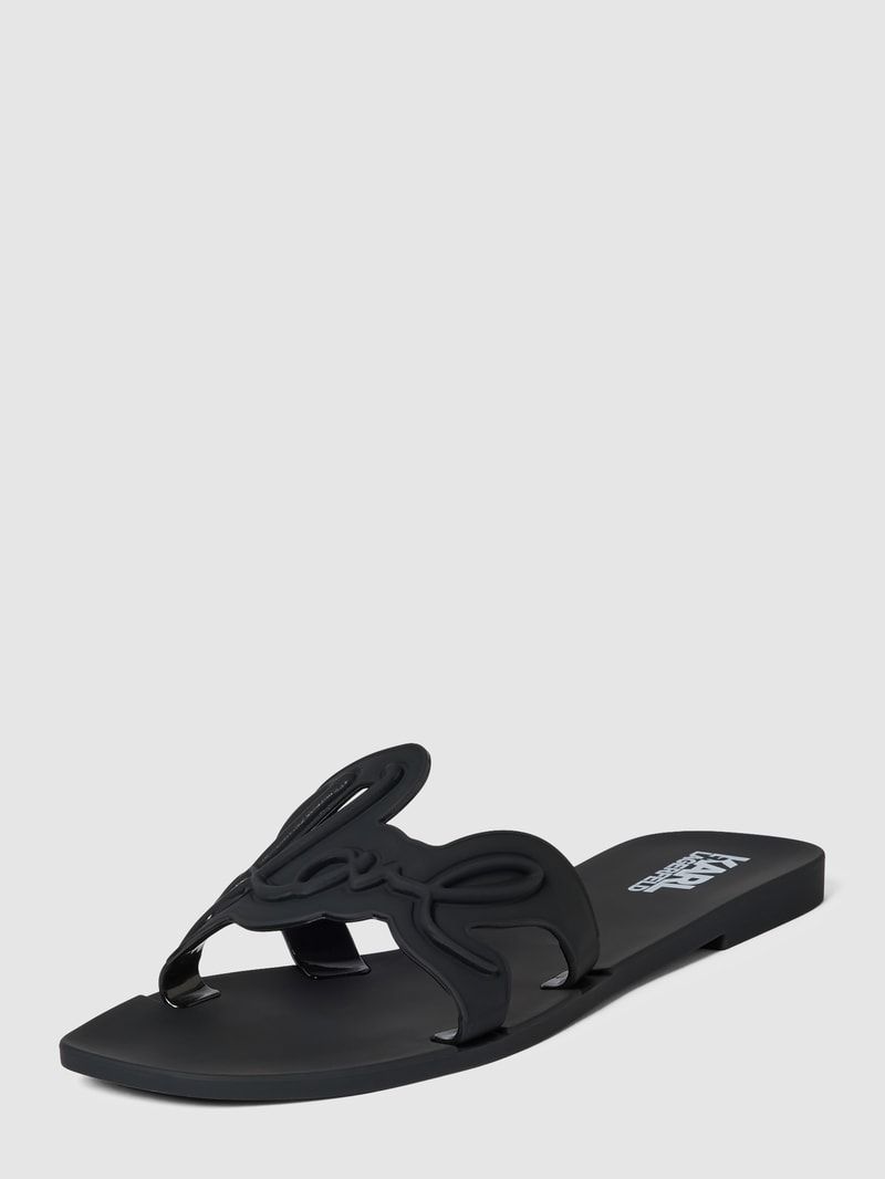 Pantoletten mit Label-Detail Modell 'JELLY' in schwarz