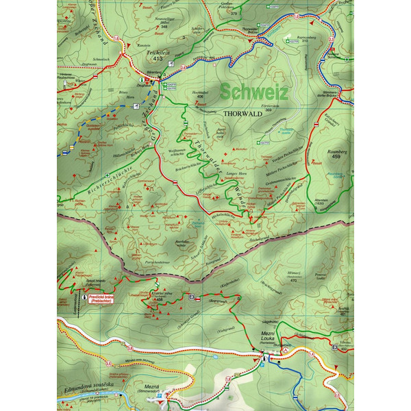 Wander- und Radwanderkarte Schrammsteine, Kirnitzschtal und Umgebung 1 : 20 000 - Wanderkarte