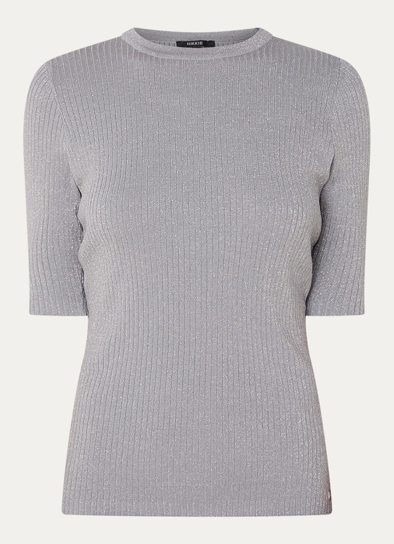NIKKIE Eveline ribbed knit top with lurex