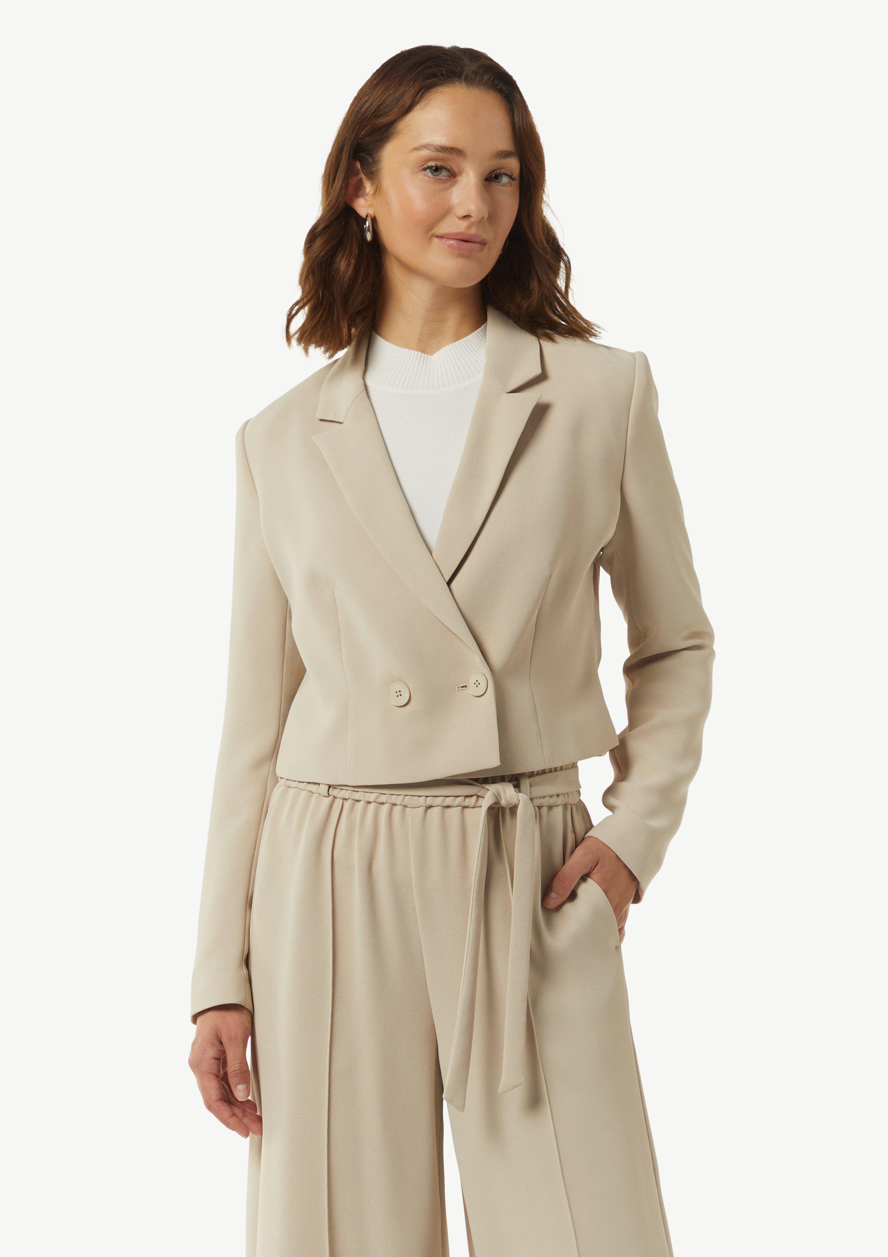 Verkürzter Blazer mit Reverskragen - beige