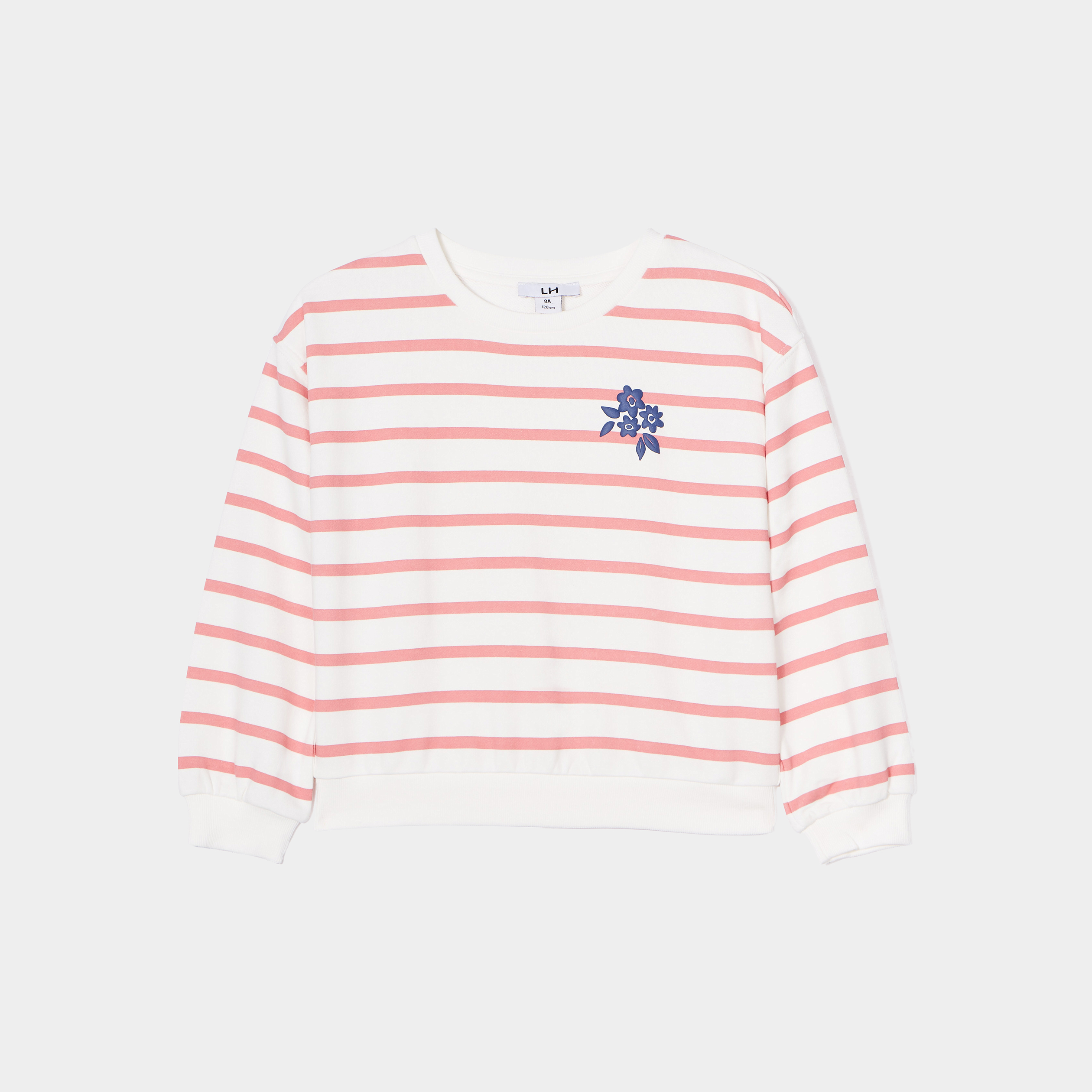 Sweat col rond manches longues blanc fille | La Halle