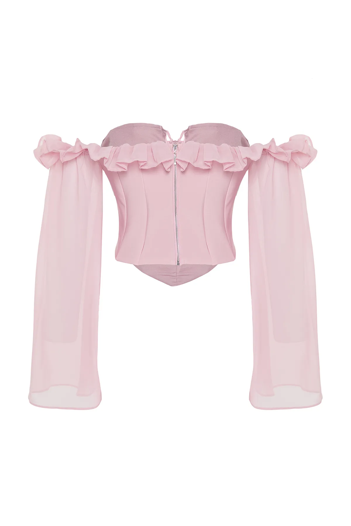 Trendyol Collection  Chiffon-Bustier – Korsett-Detail mit getrockneten Rosen, TPRSS24BS00039