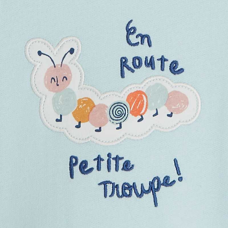 Pyjama motif chenille bébé mixte blanc bleuté naissance Catimini