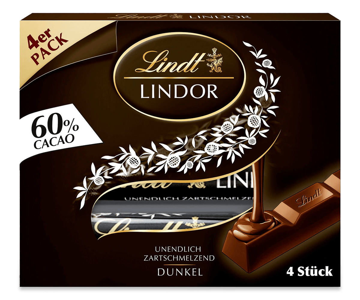 LINDOR Stick Multipack 60%, 4 x 25g