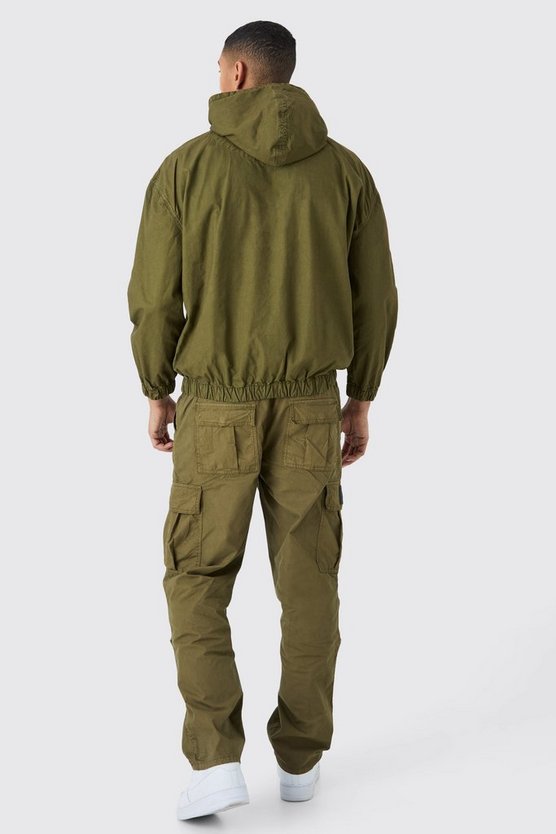Twill Overshirt mit Plaketten-Detail und Kapuze