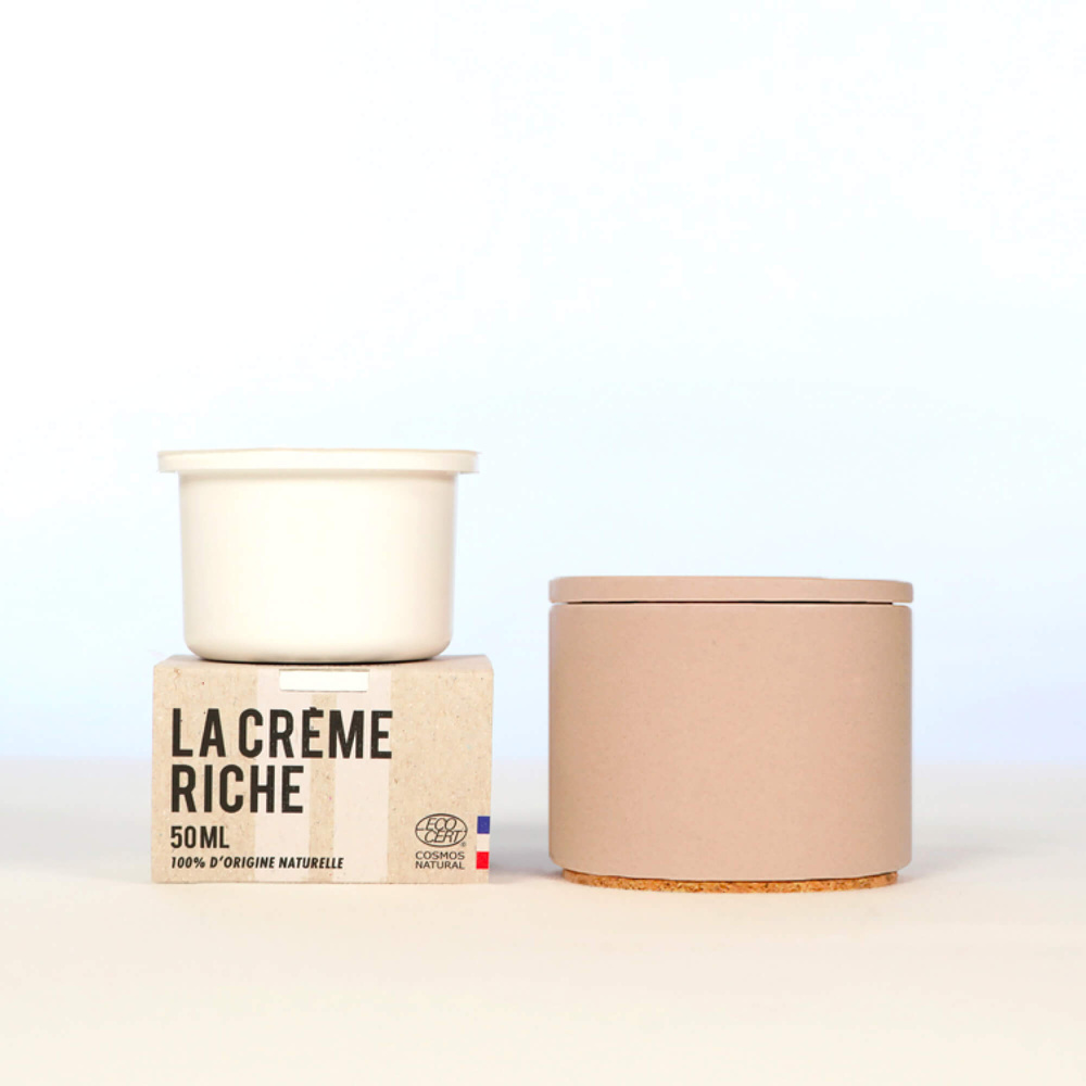 La crème libre Coffret Crème Riche Visage (Éco-recharge + Pot Rechargeable Beige Rosé) Soin Hydratant Visage