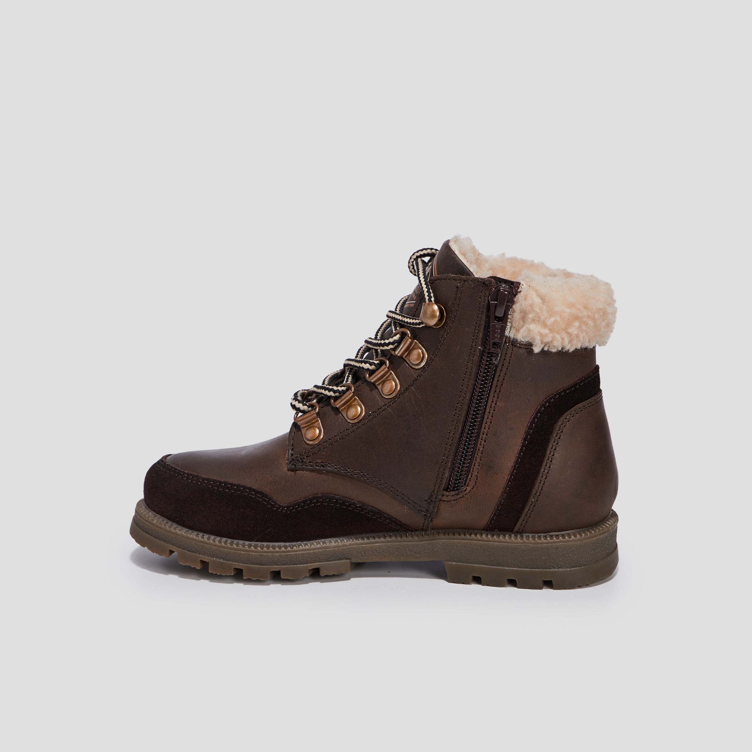 Bottines fourrées en cuir marron garçon | La Halle