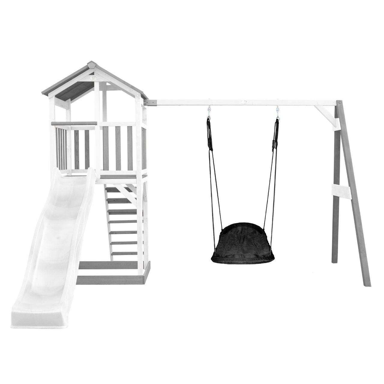 AXI Beach Tower Spielturm mit Roxy Nestschaukel - Weiße Rutsche