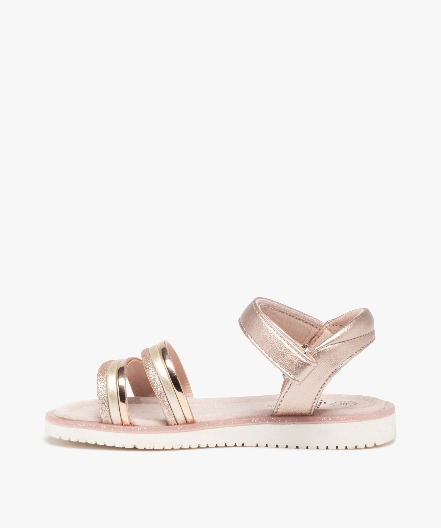Sandales fille à brides brillantes et pailletées rose | GEMO