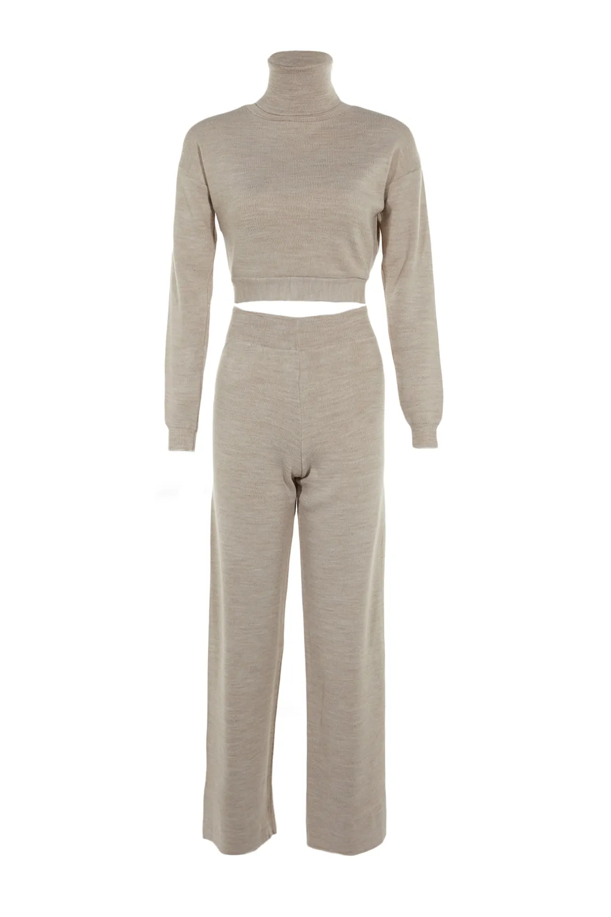 Trendyol Collection  Beige Basic Rollkragen-Strick-Top-Top-Set TWOAW21AU0093