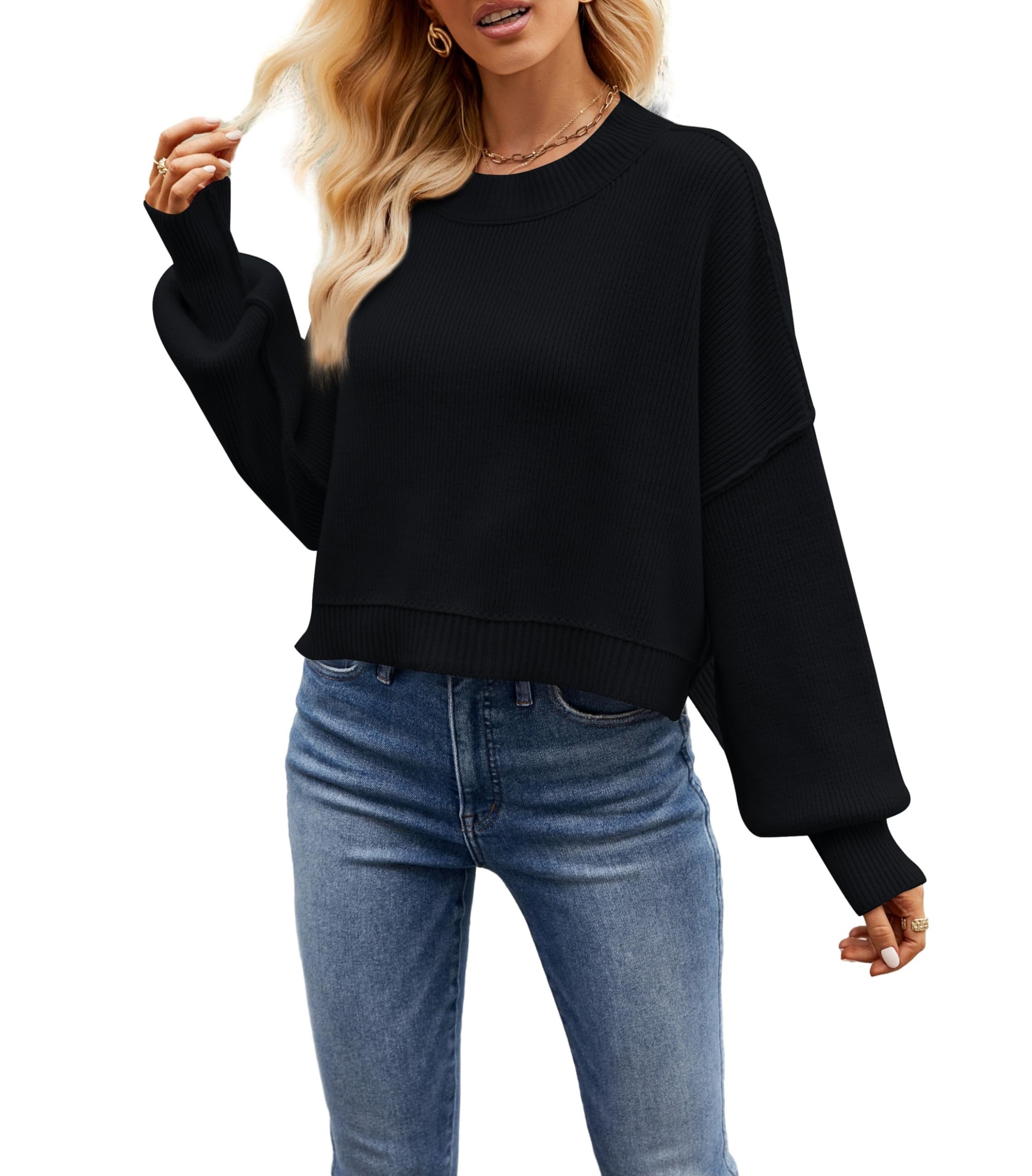 Ronner UG Rundhalspullover Pullover damen sale pullover damen winter pullover Weiß Schwarz (1-tlg)