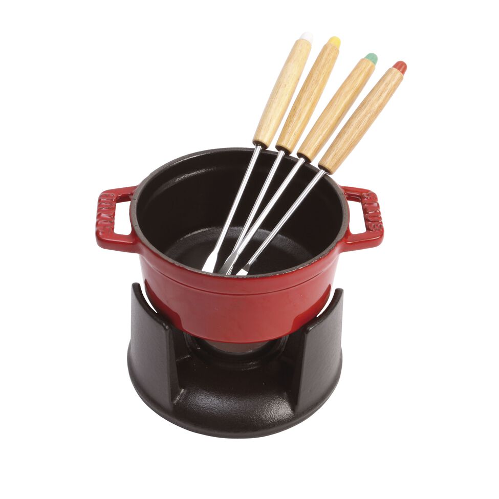 Mini Fondue Set 10 cm, Kirsch-Rot