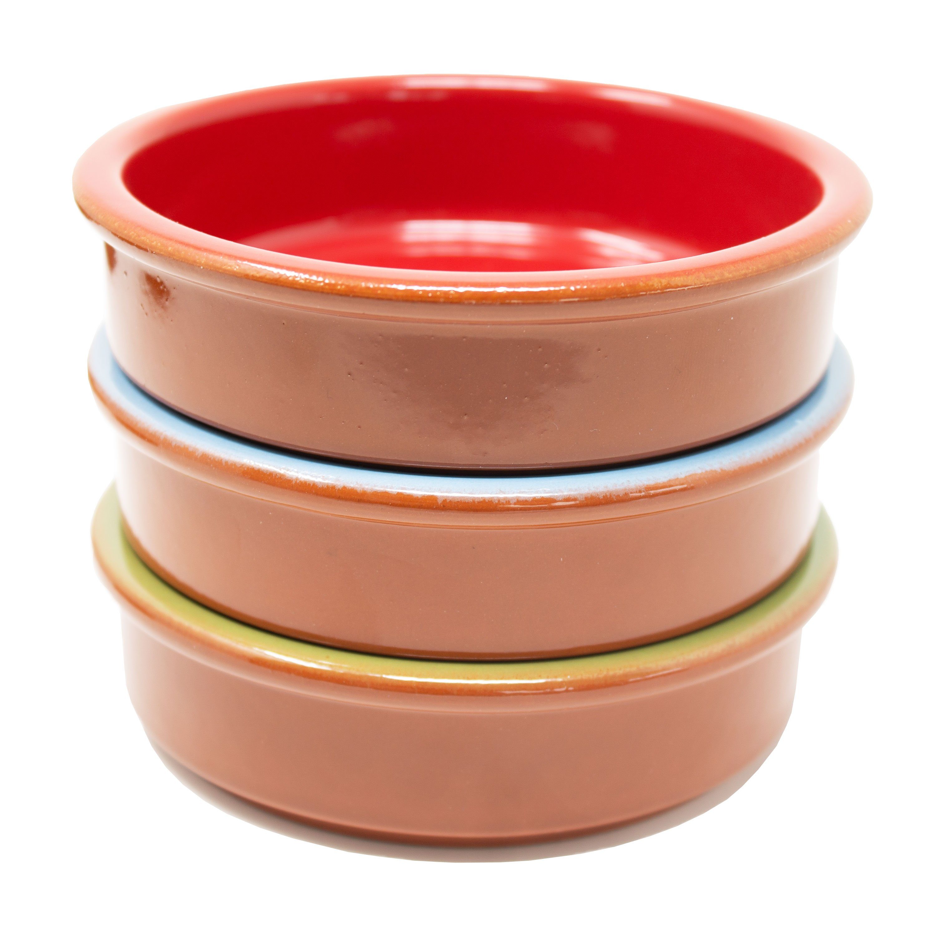 ToCi Tapas-Schale Tapas Schalen Auflaufformen-Set aus Ton Ø11,5 cm, Cazuela Braun Bunt