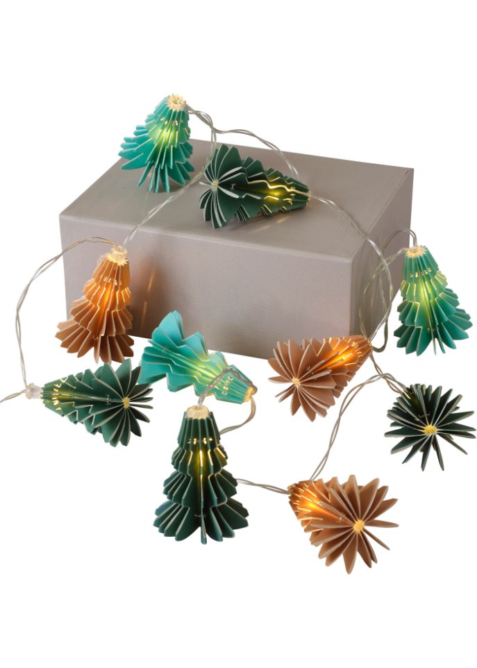 LED-Lichterkette mit Tannenbäumen