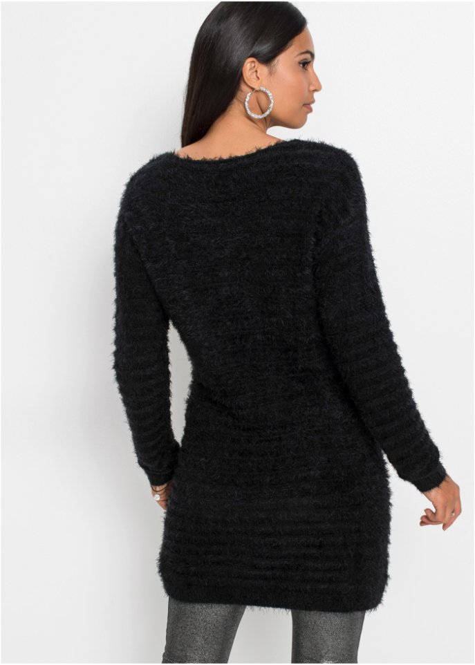 Flauschiger Long-Pullover