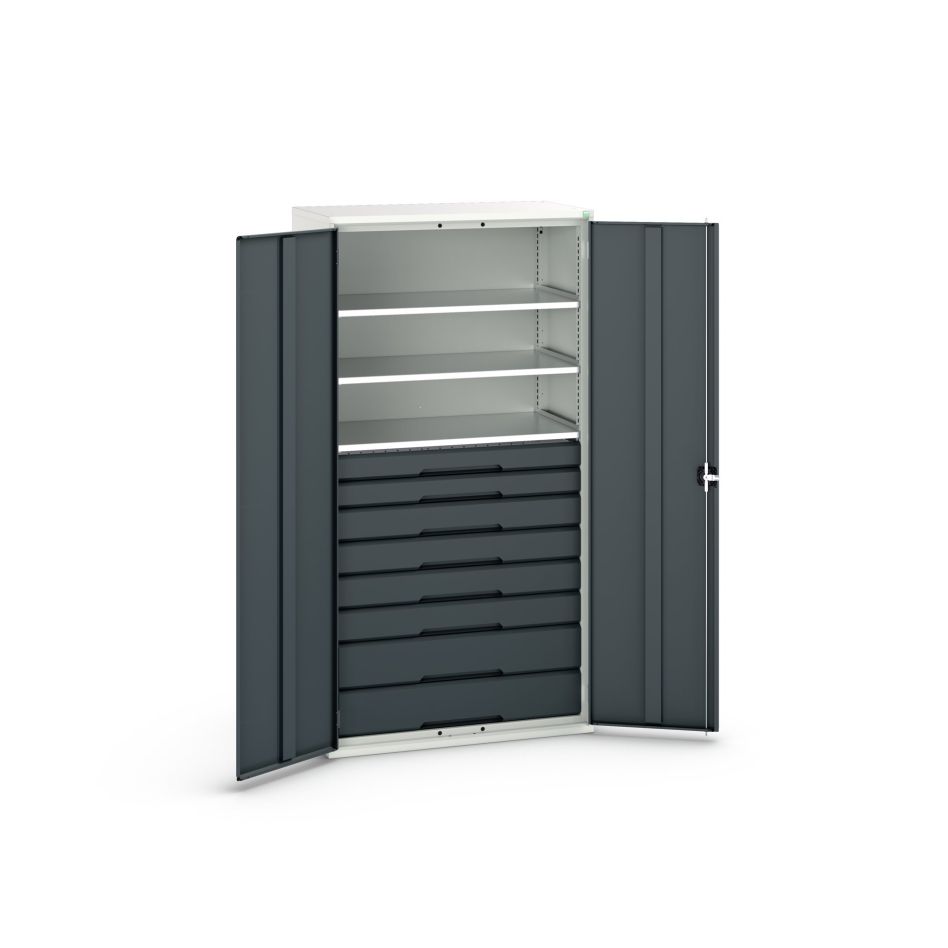 Bott 16926577.19 Verso Systemschrank 1050x550x2000mm 3 Einlegeböden 8 Schubladen RAL 7016