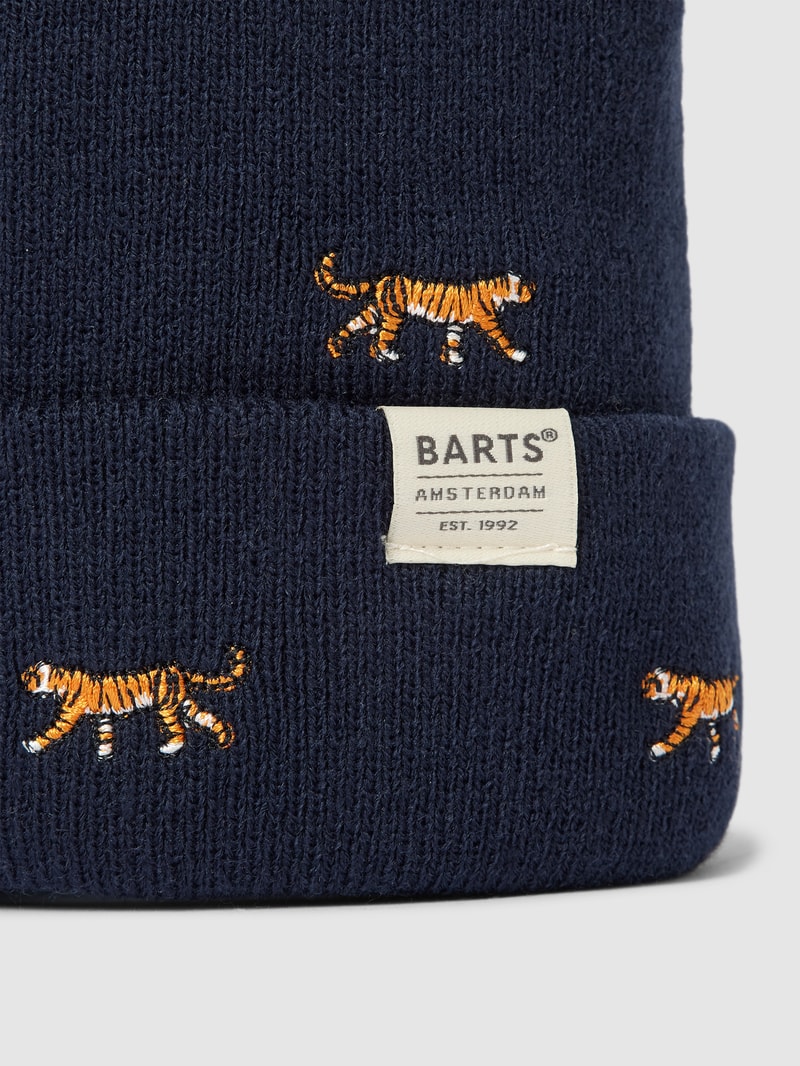 Beanie mit Motiv-Stitchings Modell 'Vinson' in marineblau
