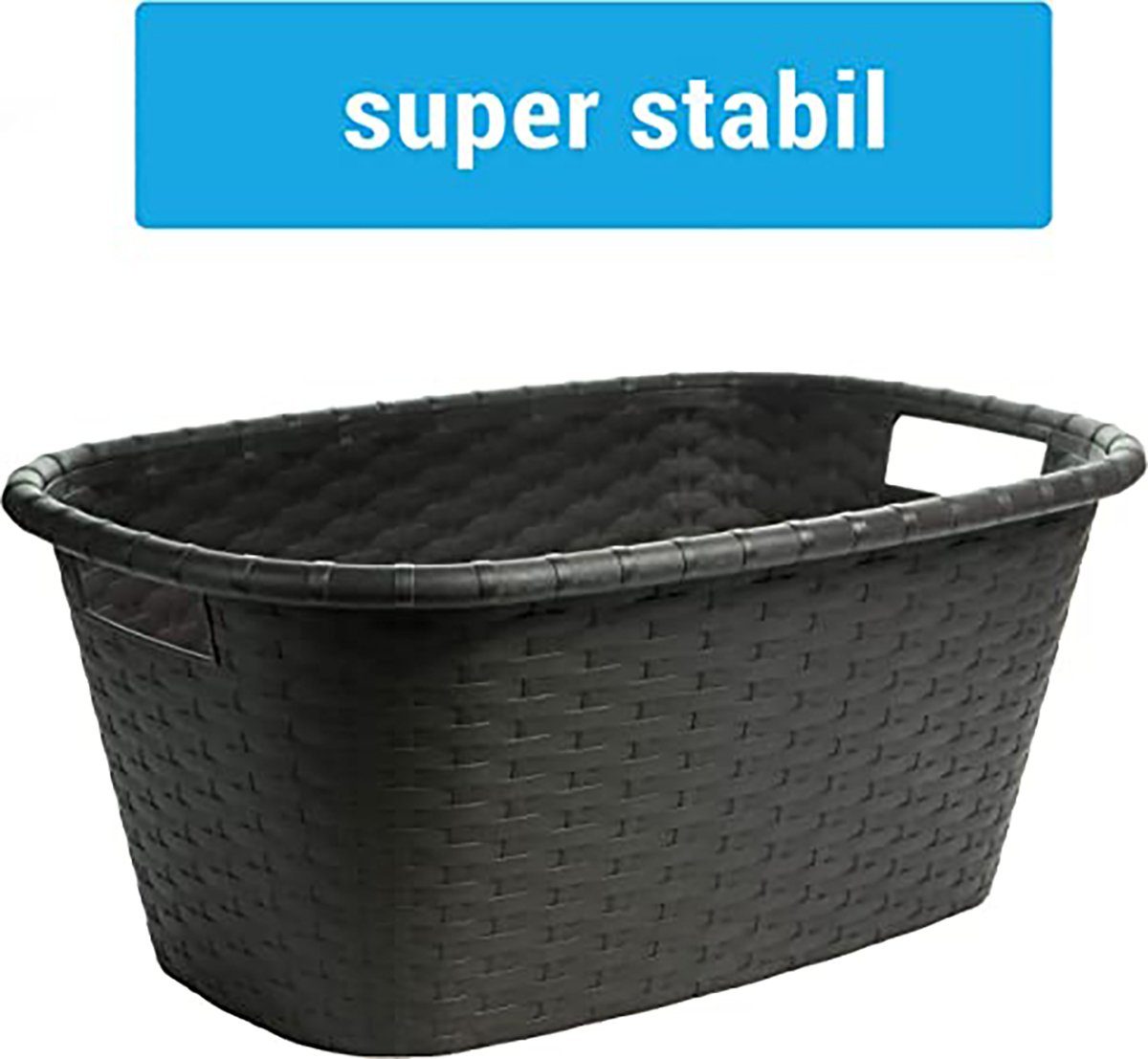 Centi Wäschekorb Wäschesammler, Wäschewanne in Flechtoptik, (Set, 2 St., H25 cm x L60 cm x T40 cm), extra stabil, 35L, Farbe: anthrazit, Made in EU