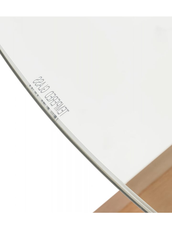 KADIMA DESIGN Runder Esstisch aus Glas und Eiche | Natürlicher Stil in Transparent-Beige günstig kaufen onesize