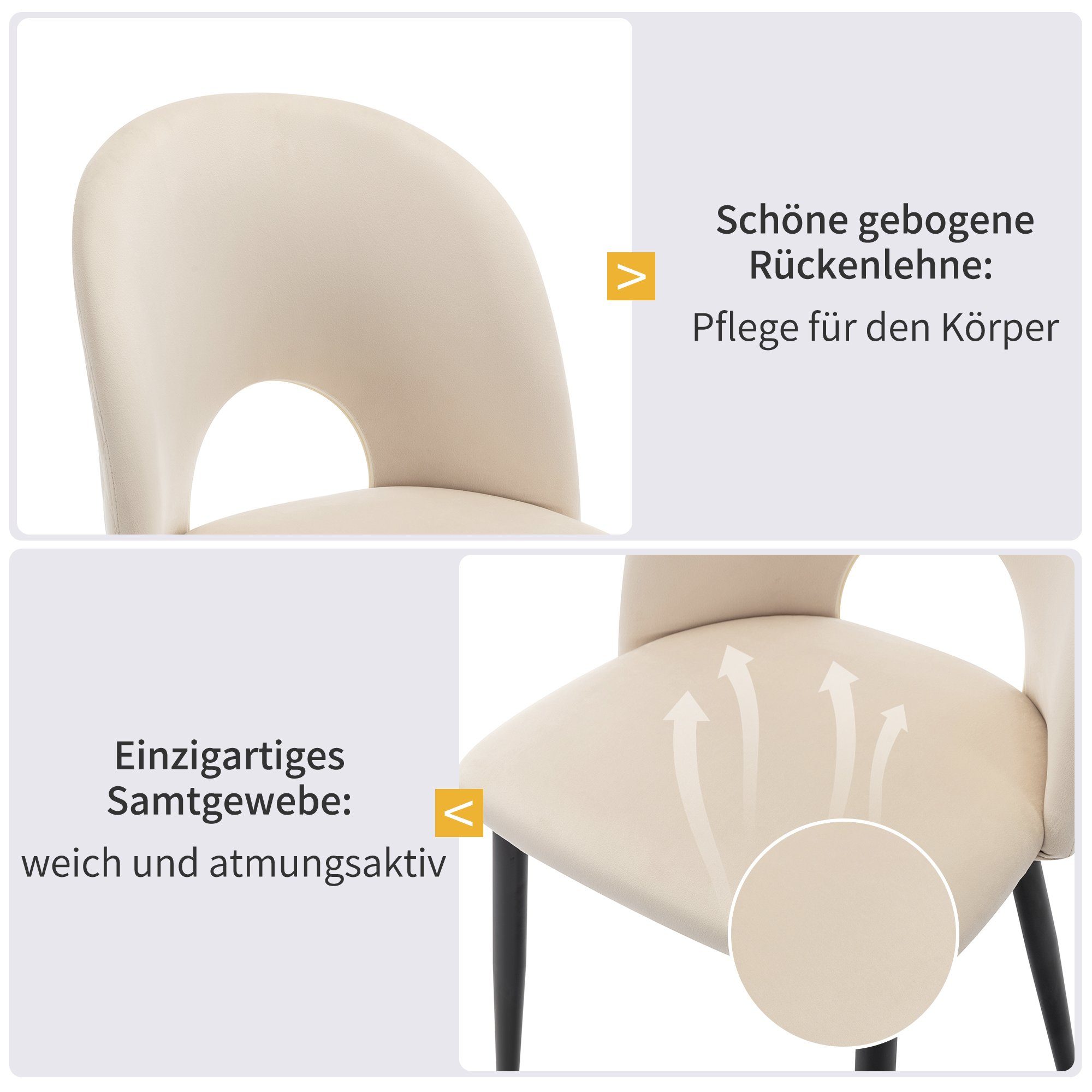 REDOM Essgruppe Rechteckiger Esstisch Moderner Küchentisch Set, (Esstisch mit 4 stuhl Mit Diamantmuster,Verstellbare Stuhlbeine)