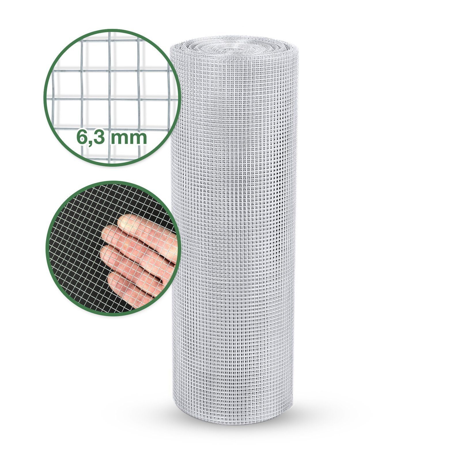Kubus Draht Wühlmausgitter Verzinkt, vielseitig einsetzbar, 100 cm x 5 m, Maschenweite: 6,3 mm