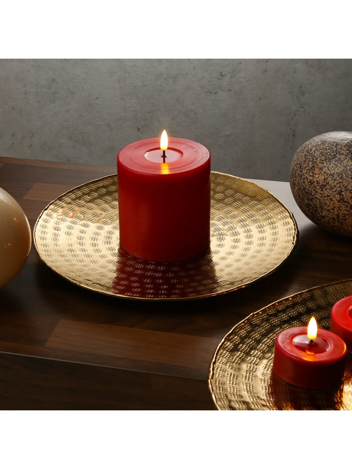 MARELIDA Tablett Dekotablett Serviertablett rund gehämmert D: 28cm in gold günstig kaufen onesize