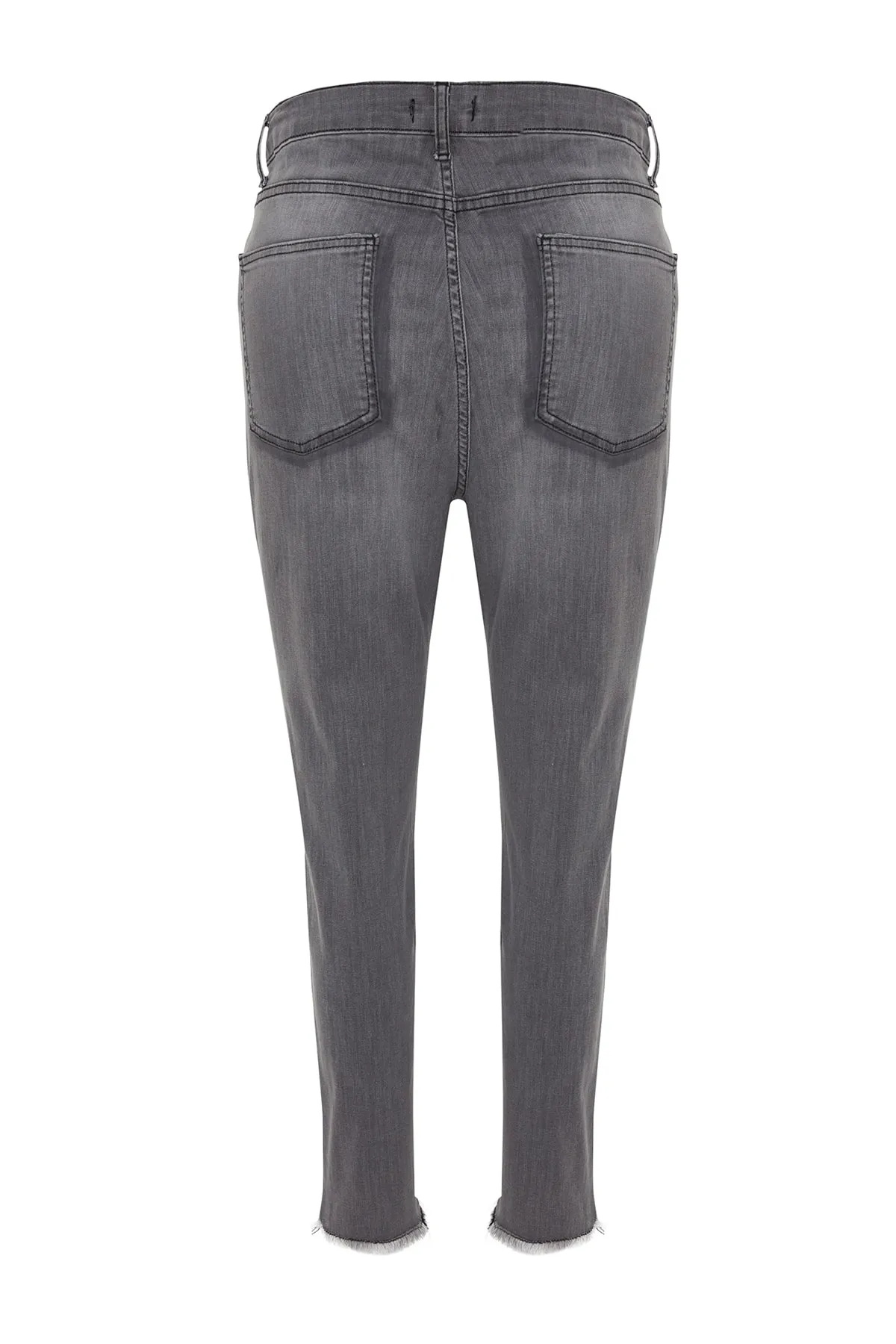 Trendyol Curve  Graue, dehnbare Skinny-Jeans mit hoher Taille und Taschendetail TBBSS23CJ00018