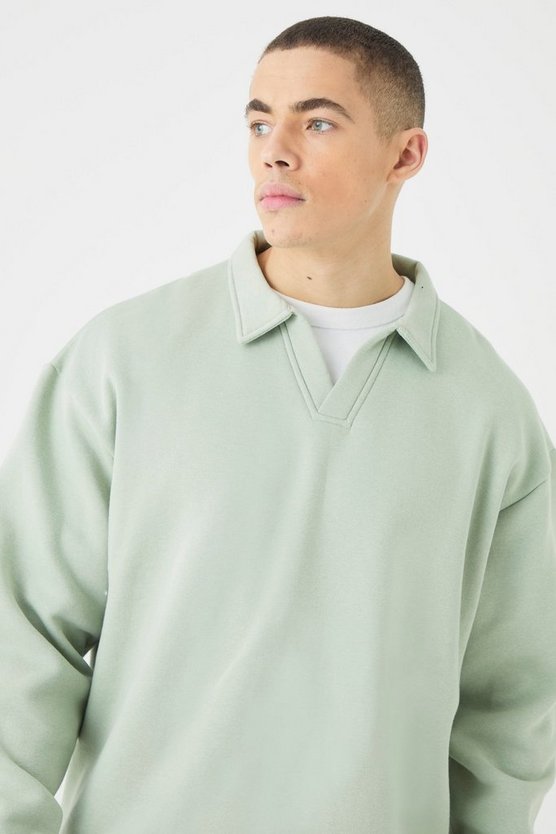 Oversized Revere Rugby Sweatshirt Polo