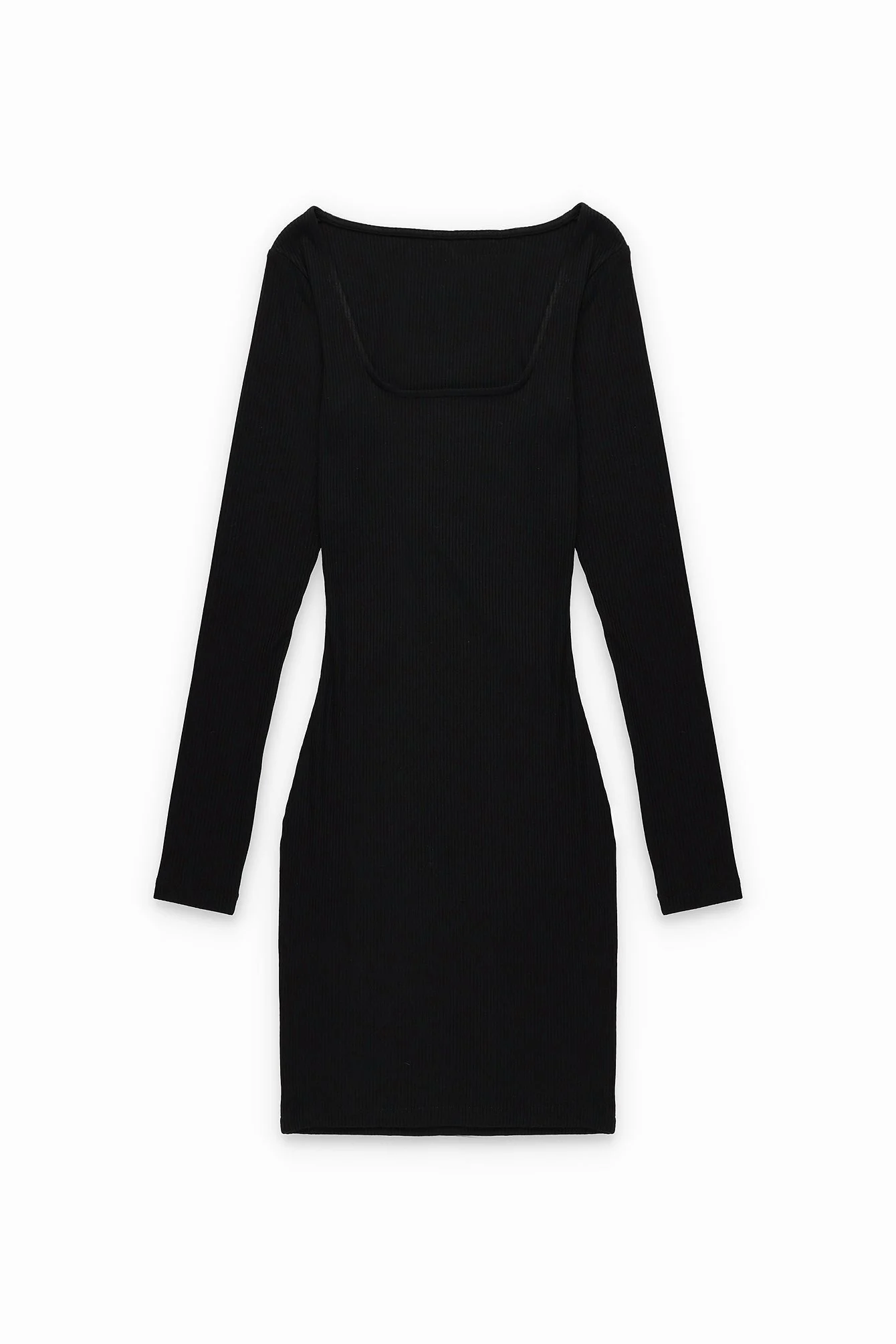 Geripptes Minikleid mit eckigem Ausschnitt