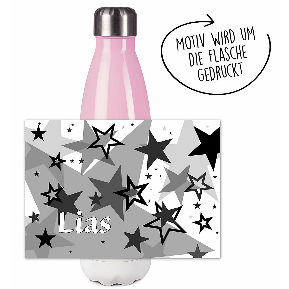 Edelstahl Kinder Thermoflasche / Trinkflasche bunt Sternenhimmel Farbe schwarz Spülmaschinenfest, Auslaufsicher, Bruchfest, Doppelwandig, Für Heißgetränke geeignet, Mit Deckel, Isoliert