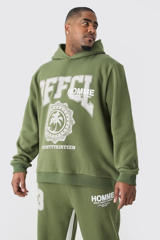 Plus Khaki Trainingsanzug mit Homme Official 13 Print und Kapuze