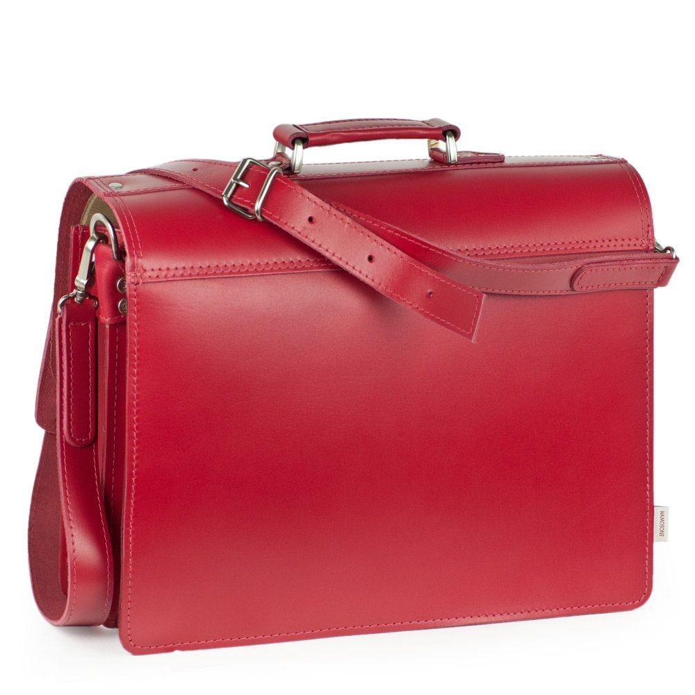 Hamosons Aktentasche Aktentasche / Lehrertasche, Größe L, Leder, Kirsch-Rot, Hamosons 600