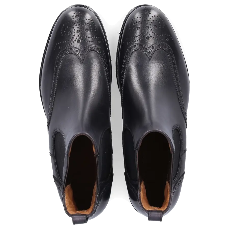 Benson's - Chelsea Boots ASCOT Kalbsleder Lochmuster schwarz - schwarz