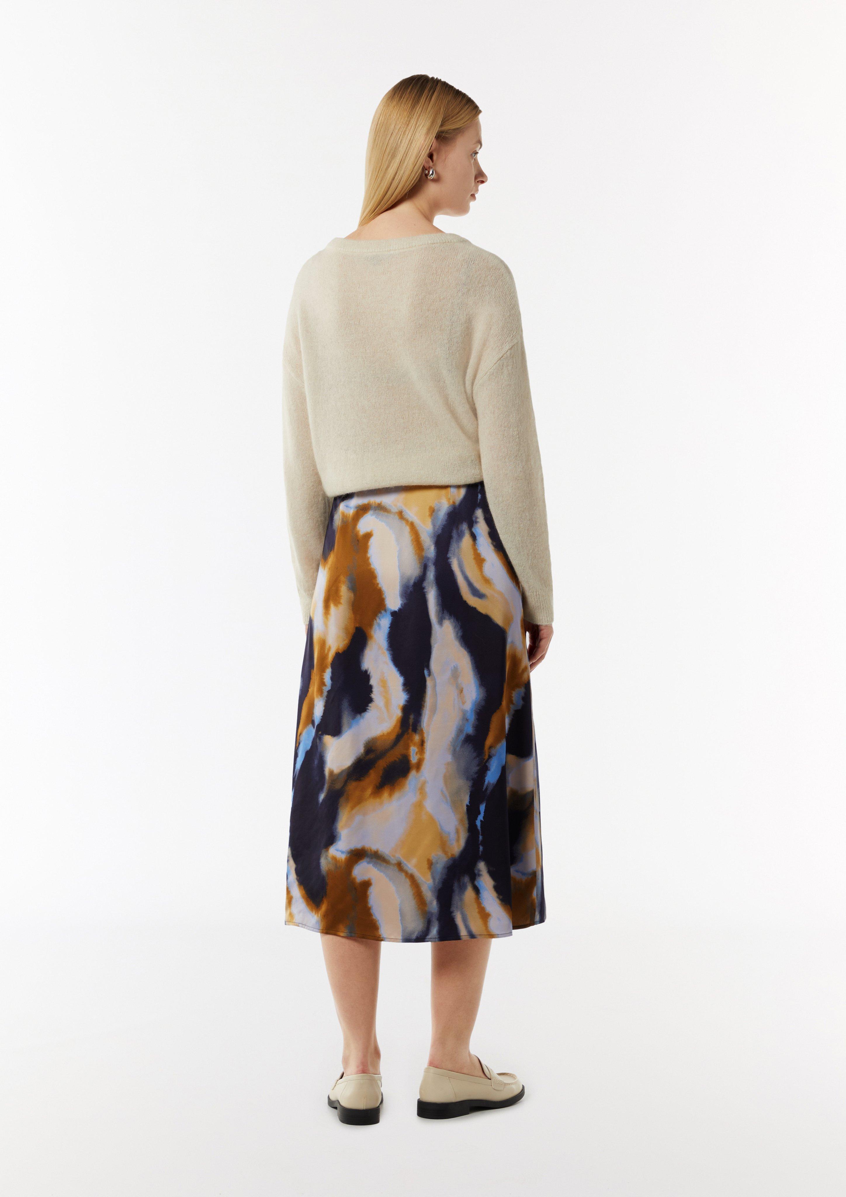 Satinrock mit All-over-Print - royalblau