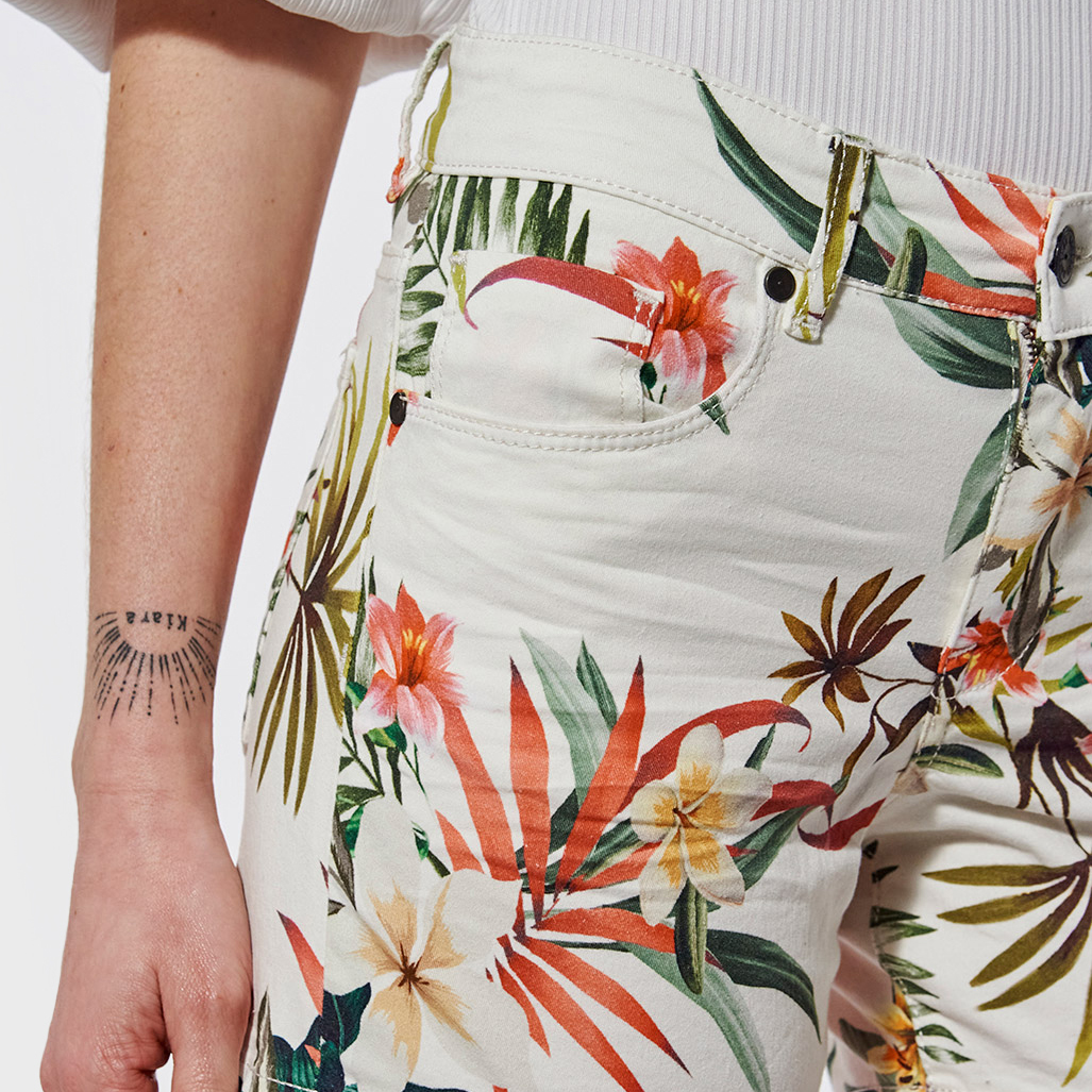 LUCA   Short slim Femme imprimé fleuri