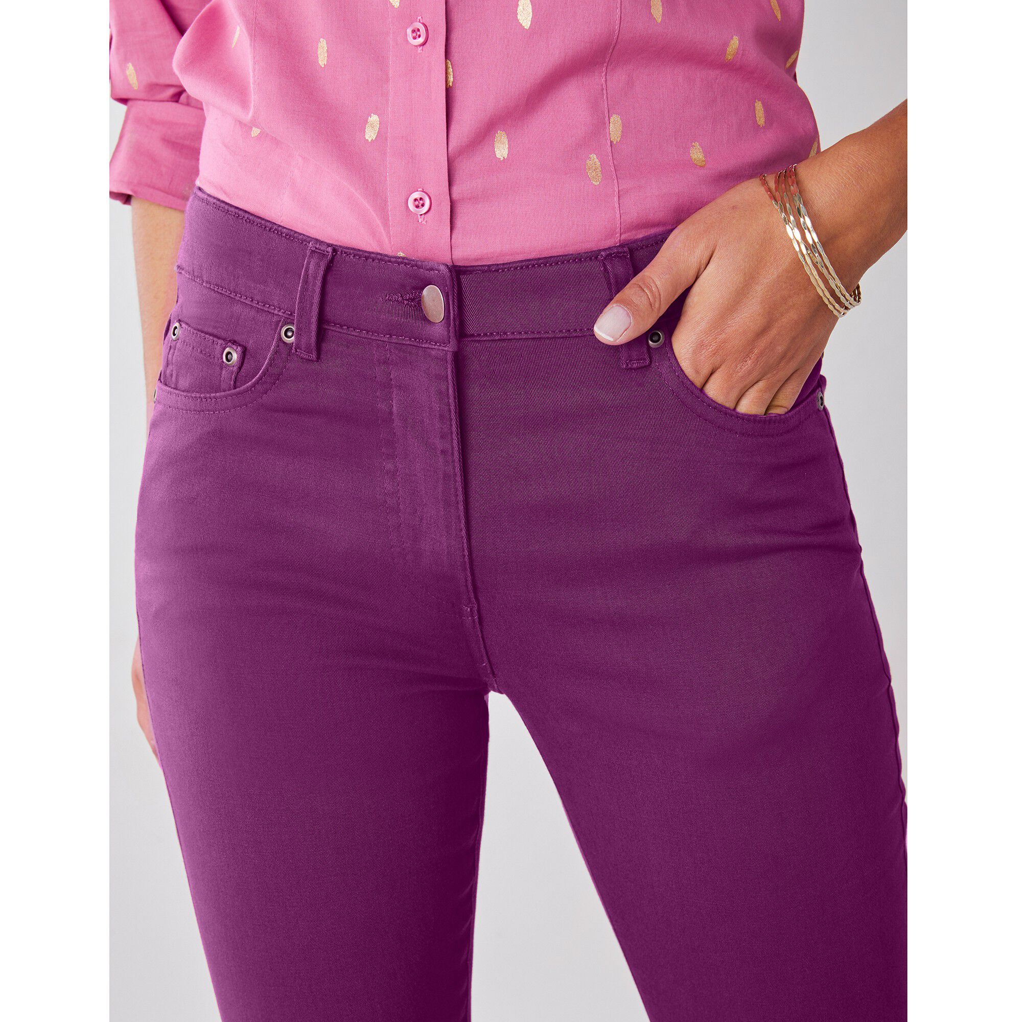 Pantalon 7/8ème fuselé stretch uni