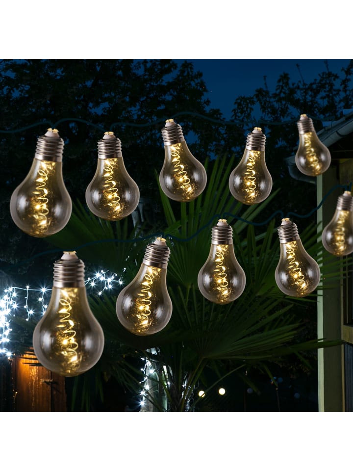 MARELIDA LED Solar Lichterkette mit Glühbirnen 2 Funktionen L: 4,5m in rauchgrau günstig kaufen onesize