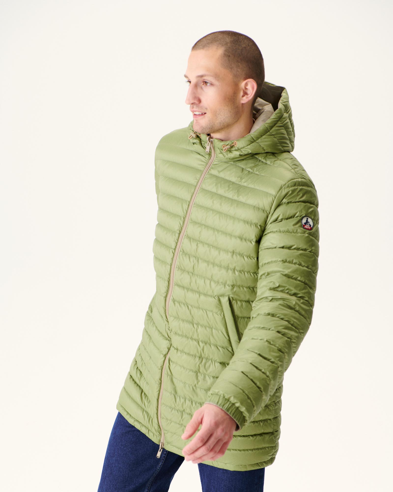 Doudoune longue réversible à capuche Beige/Kaki clair Amsterdam