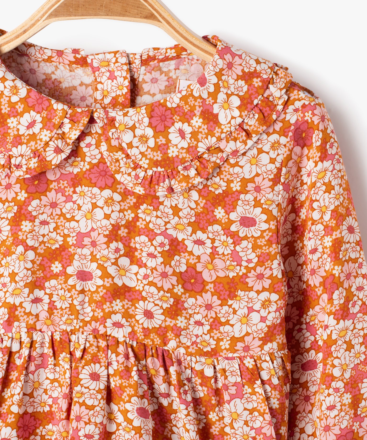 Blouse trapèze à manches longues et col claudine bébé fi... rose | GEMO