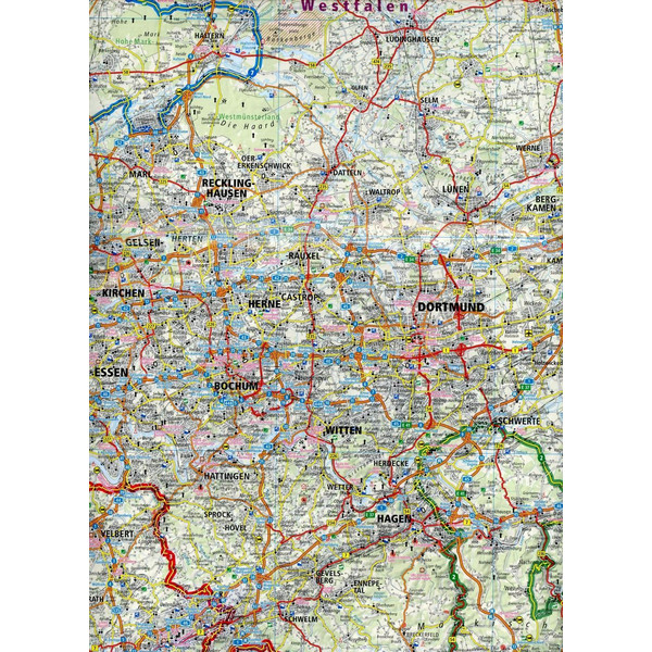 BERGISCHES LAND - RUHRGEBIET - NIEDERRHEIN 1:200 000 - Straßenkarte