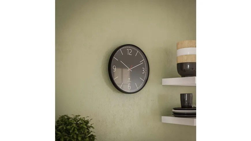 Mebus Funk Wanduhr Ø 30cm schwarz/schwarz