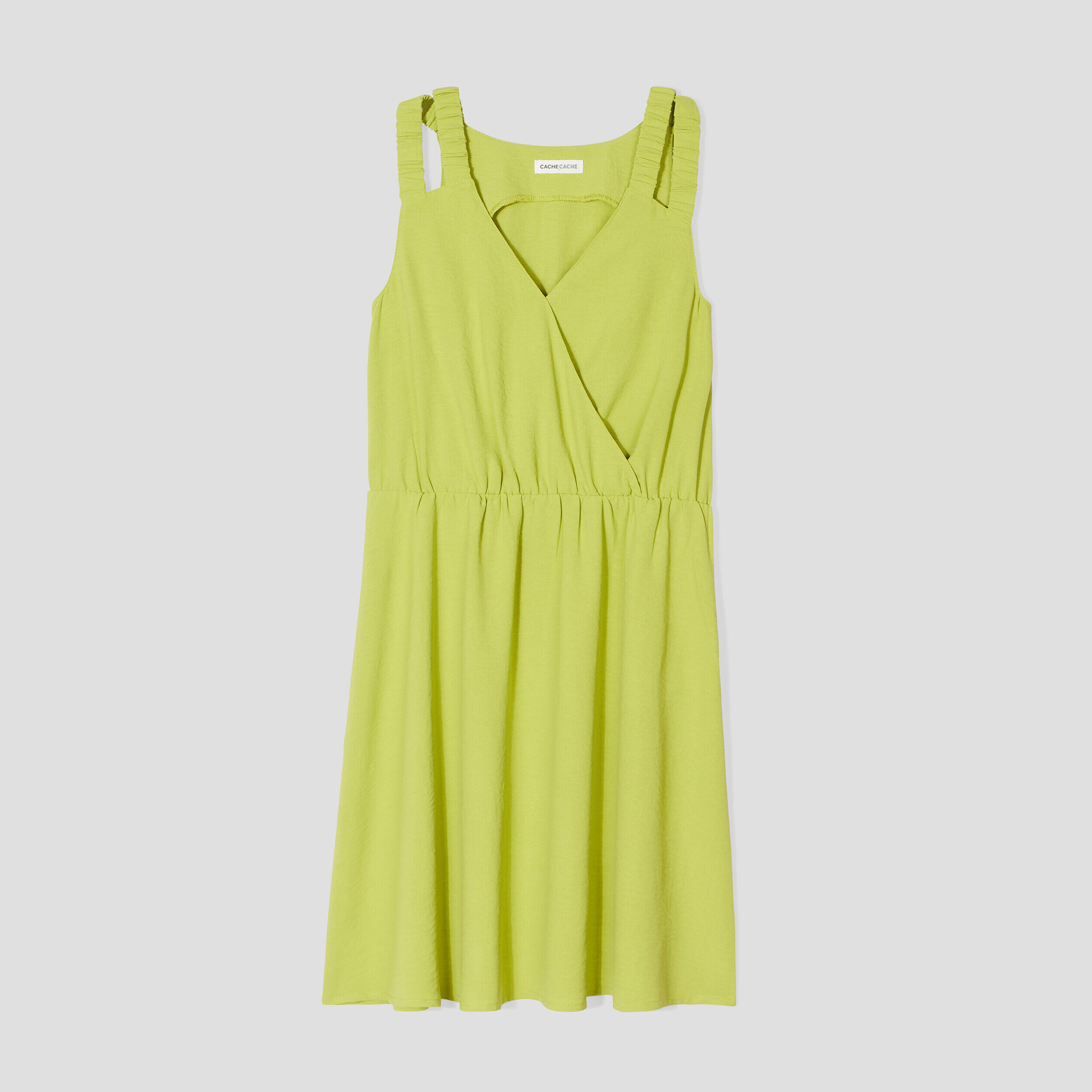 Robe évasée avec bretelles vert anis femme | Cache Cache