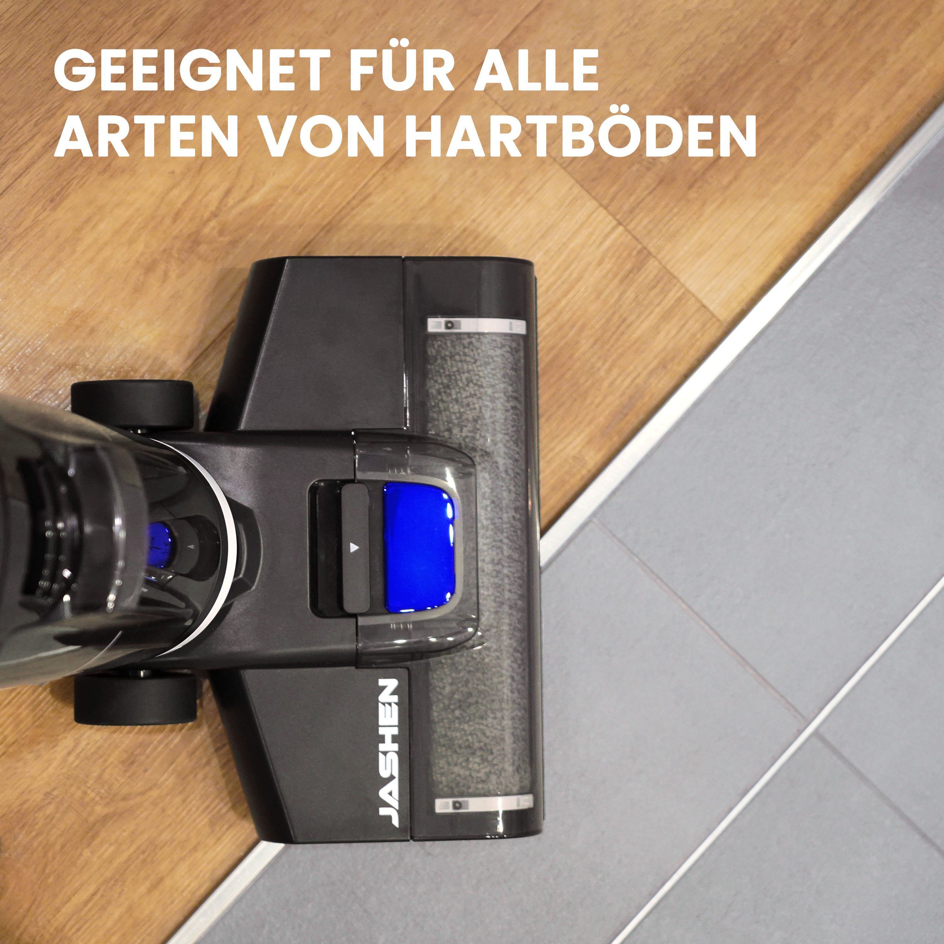 JASHEN Nass-Trocken-Akkusauger F12, 220,00 W, beutellos, getrennte Frisch- und Schmutzwassertanks, für alle Hartböden, automatische Selbstreinigung der Putzrolle