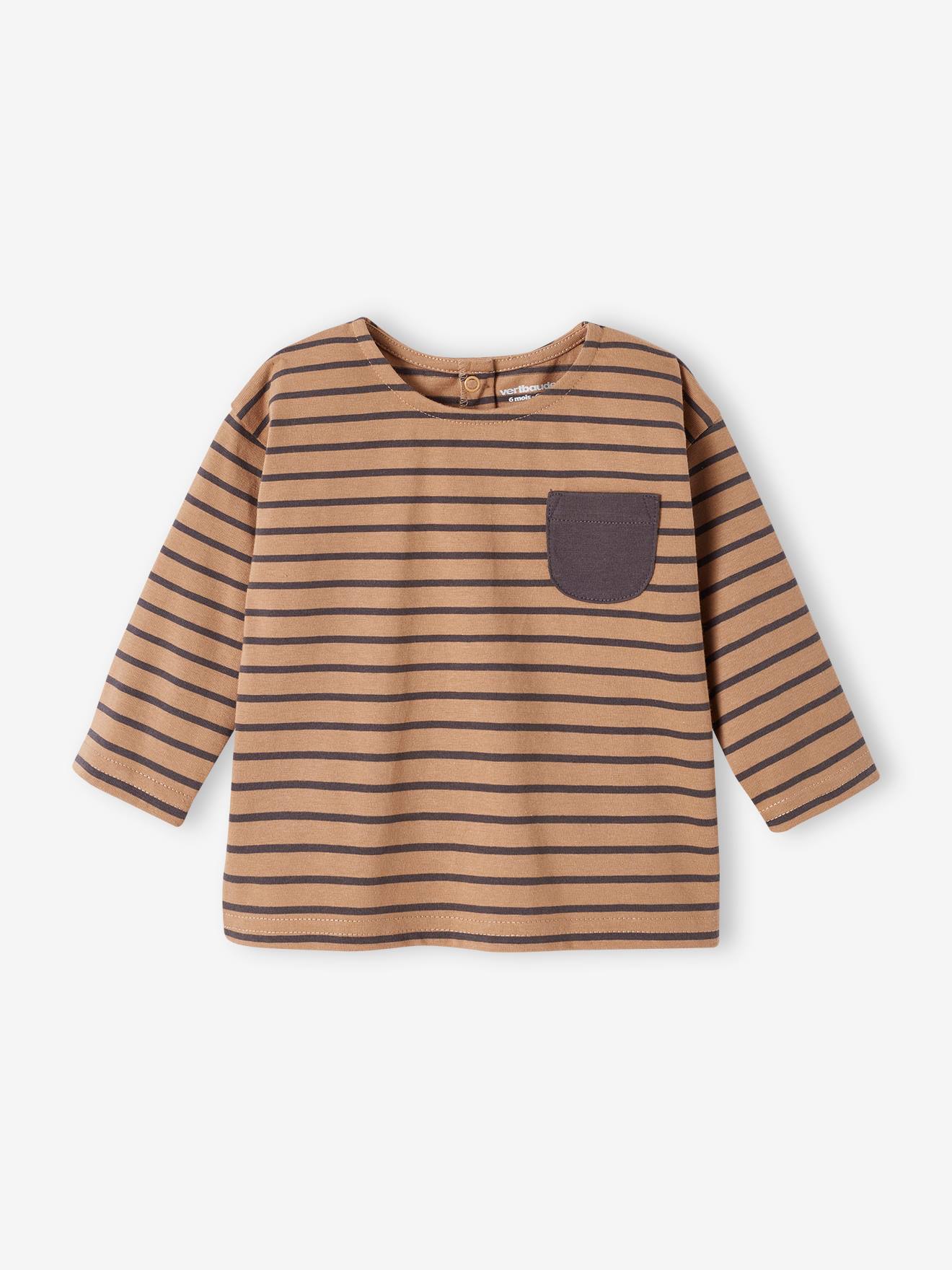 Tee-shirt rayé bébé manches longues rayé bleu